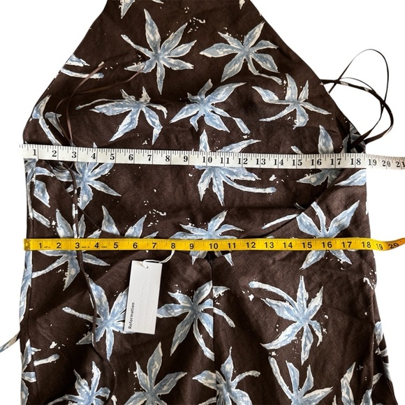 Reformation Linen Date Palm Floral Halter midi Dress NEW - Picture 5 of 7